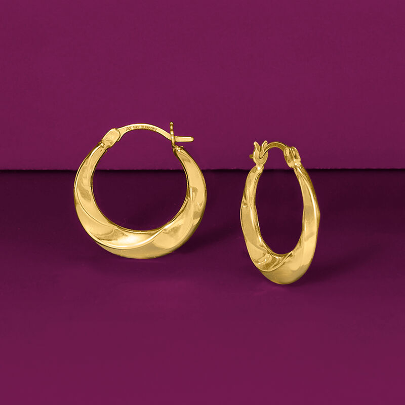 14kt Yellow Gold Twisted Hoop Earrings. 5/8&quot; image number 3