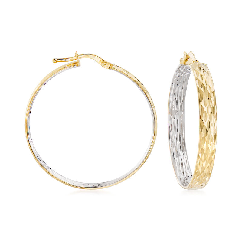 14kt Two-Tone Gold Inside-Outside Hoop Earrings image number 0