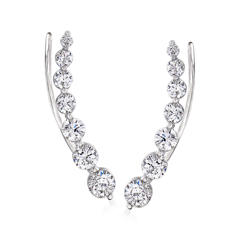 1.00 ct. t.w. Diamond Ear Climbers in 14kt White Gold image number 0