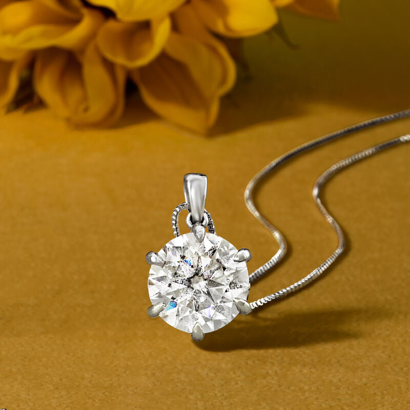 4.00 Carat Moissanite Solitaire Pendant Necklace in Sterling Silver image number 4