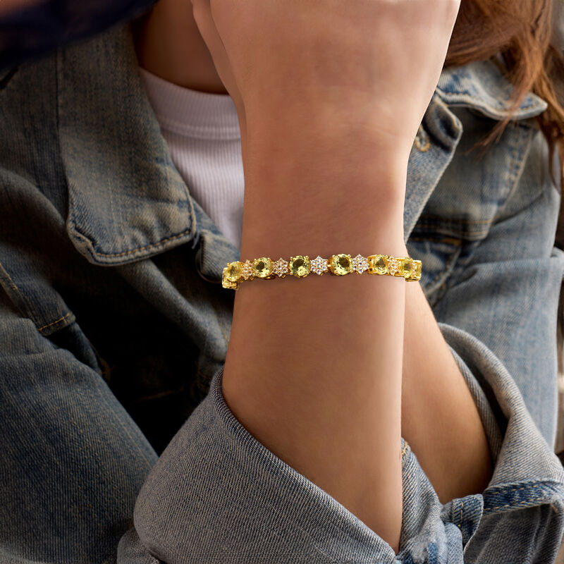 15.00 ct. t.w. Lemon Quartz and 2.90 ct. t.w. White Topaz Bracelet in 18kt Gold Over Sterling image number 1