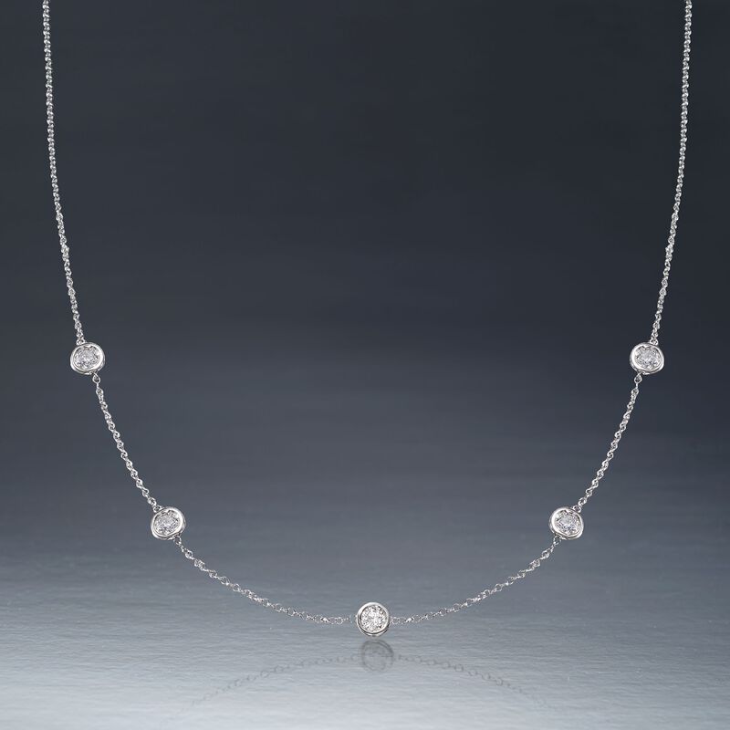 1.00 ct. t.w. Bezel-Set Diamond Station Necklace in 14kt White Gold image number 2