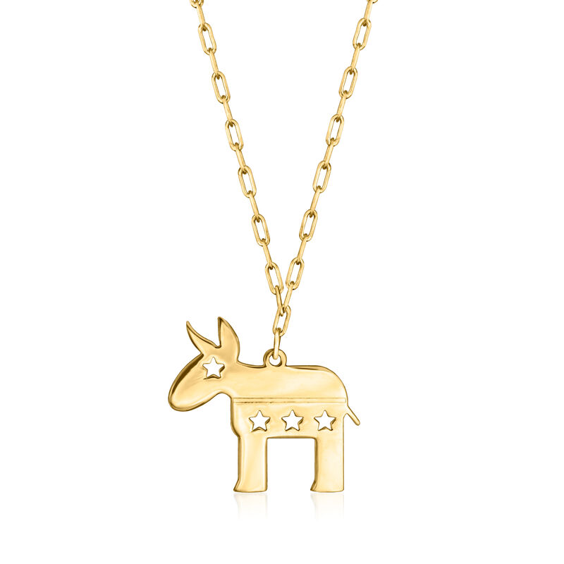 Italian 14kt Yellow Gold Political Donkey Paper Clip Link Necklace image number 0