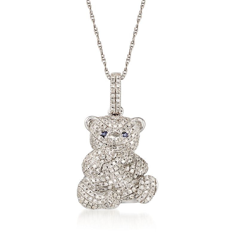 .35 ct. t.w. Diamond Teddy Bear Pendant Necklace in 14kt White Gold image number 0