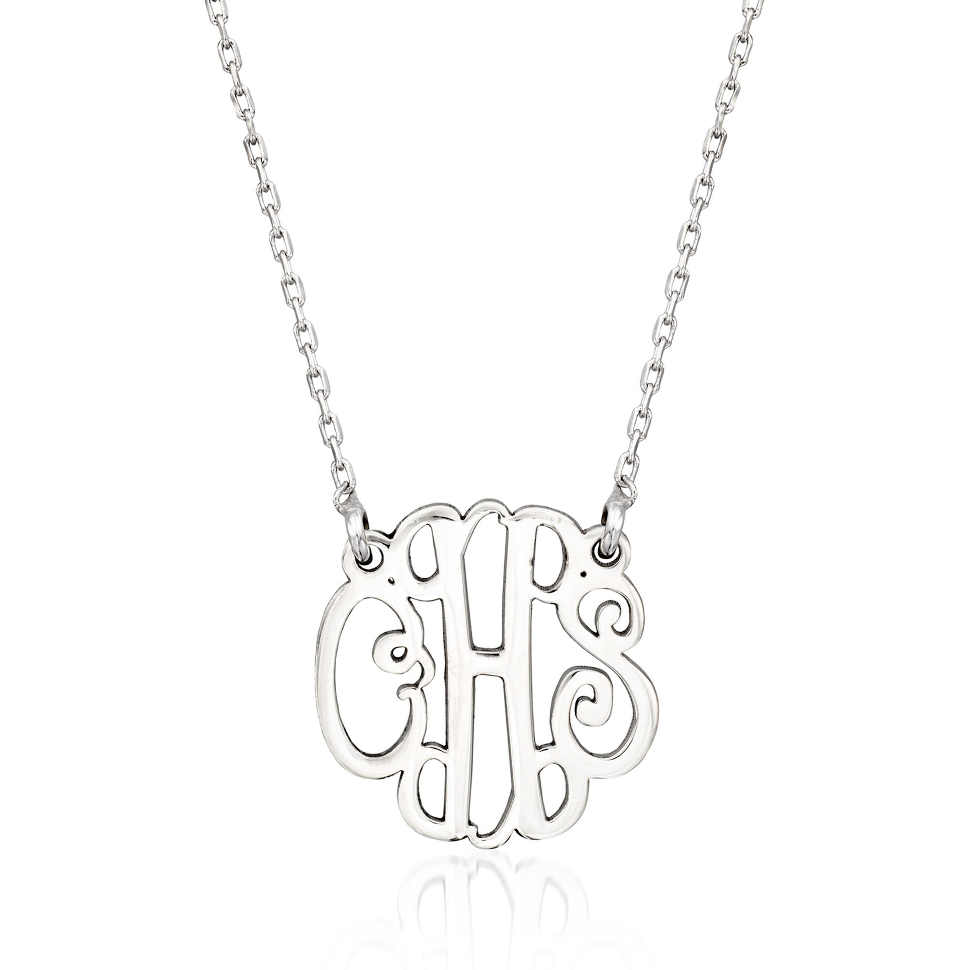 Monogram necklace sterling silver on sale
