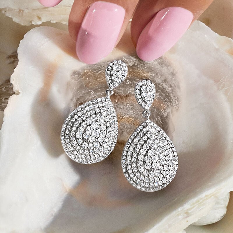 1.25 ct. t.w. Diamond Teardrop Earrings in Sterling Silver image number 2