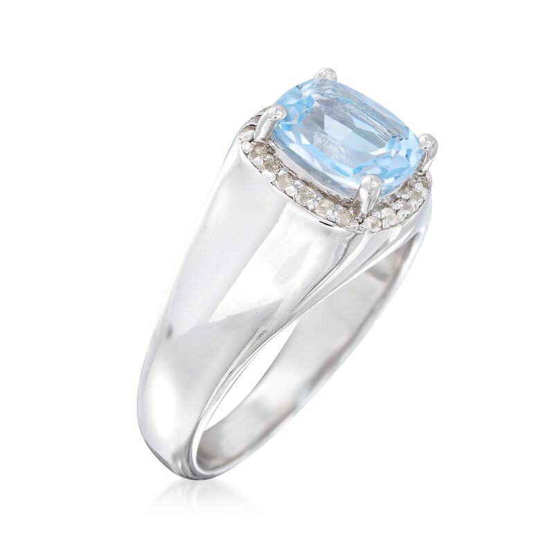 1.50 ct. t.w. Blue and White Topaz Halo Ring in Sterling Silver image number 2