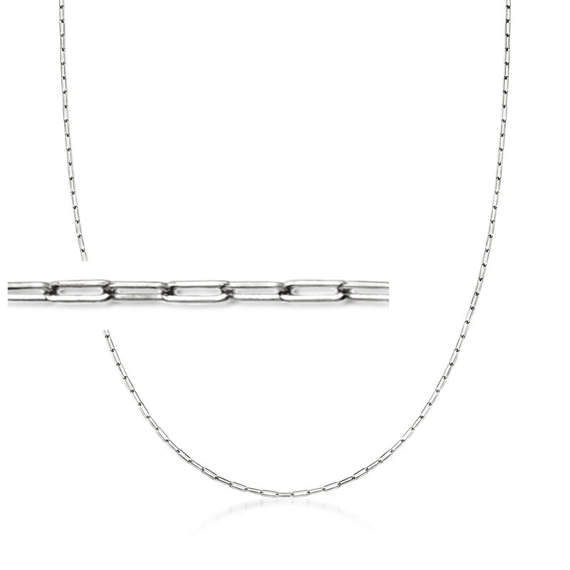 14kt White Gold Paper Clip Link Necklace image number 0