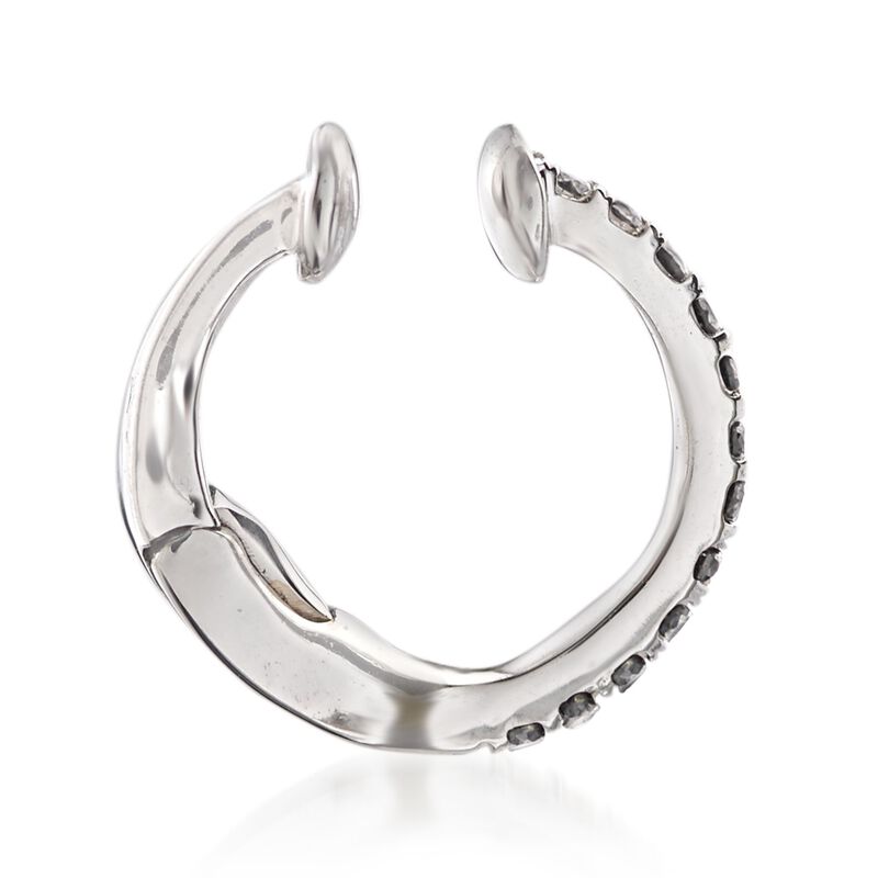Black Diamond- Accented Single Ear Cuff in 14kt White Gold image number 2