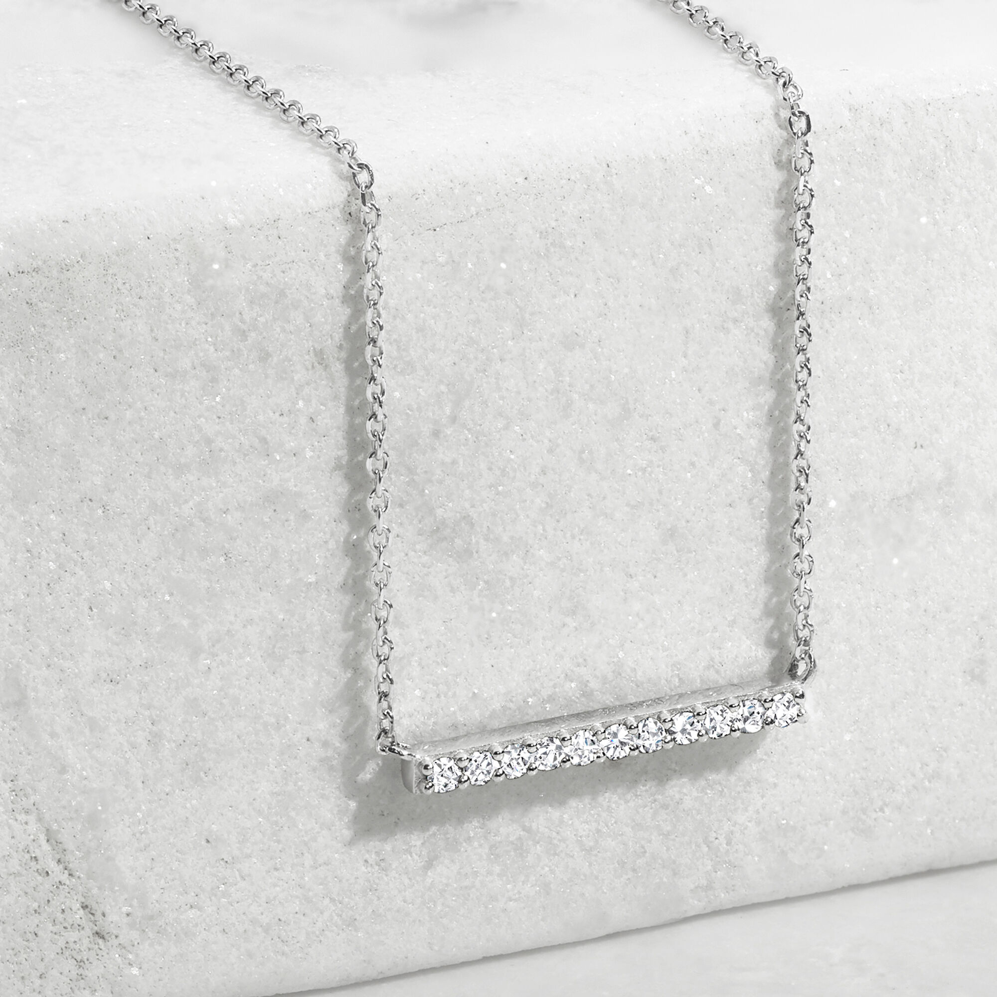 25 ct. t.w. Diamond Bar Necklace in Sterling Silver. 16