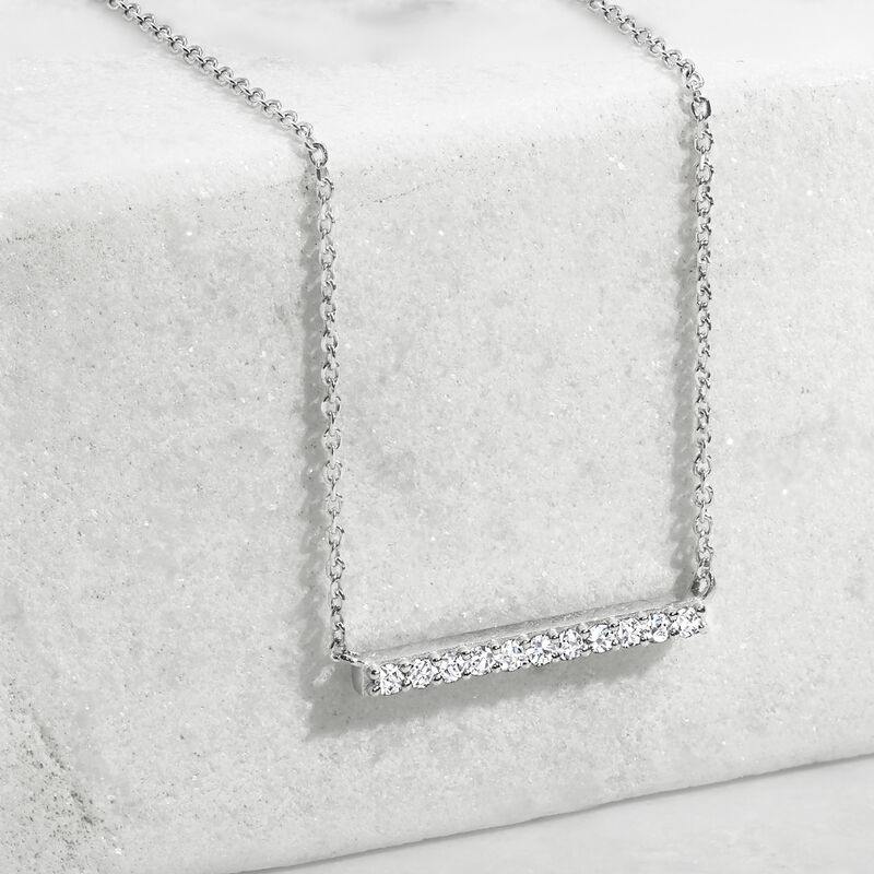 .25 ct. t.w. Diamond Bar Necklace in Sterling Silver. 16&quot; image number 2