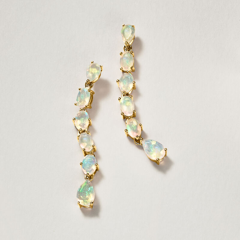 Opal Linear Drop Earrings in 18kt Gold Over Sterling  image number 3