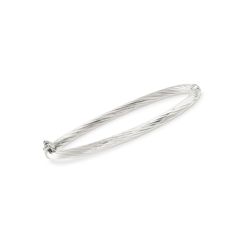 Baby's 14kt White Gold Twisted Bangle Bracelet. 5&quot; image number 0