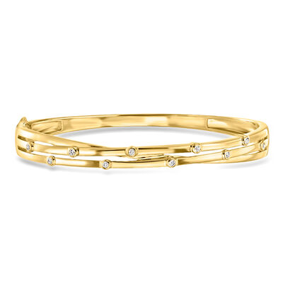 .15 ct. t.w. Bezel-Set Diamond Crisscross Bangle Bracelet in 18kt Gold Over Sterling