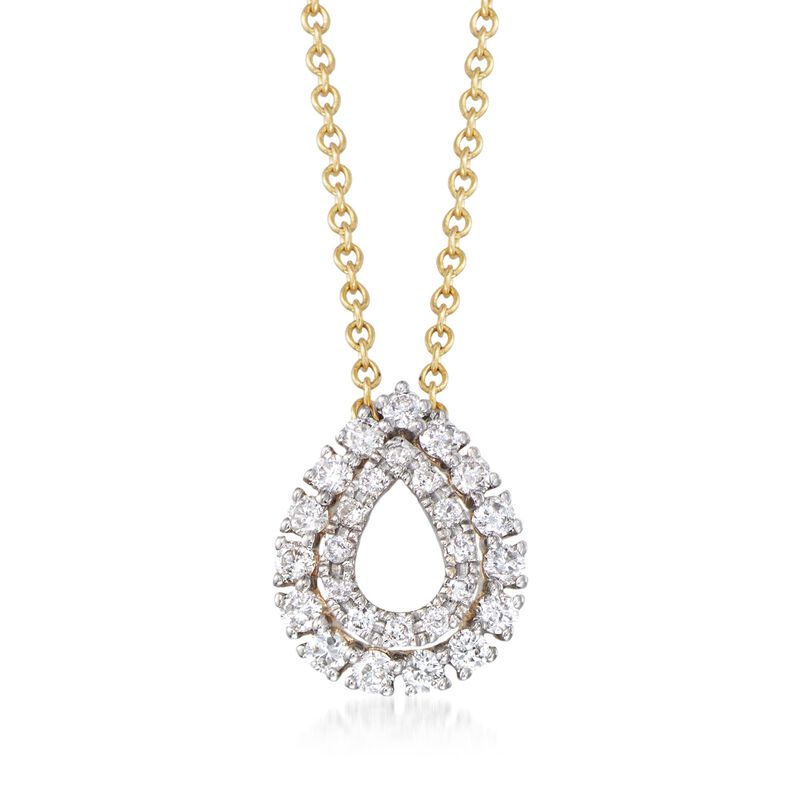 .25 ct. t.w. Diamond Open Double Frame Teardrop Necklace in 14kt Yellow Gold. 18&quot; image number 1