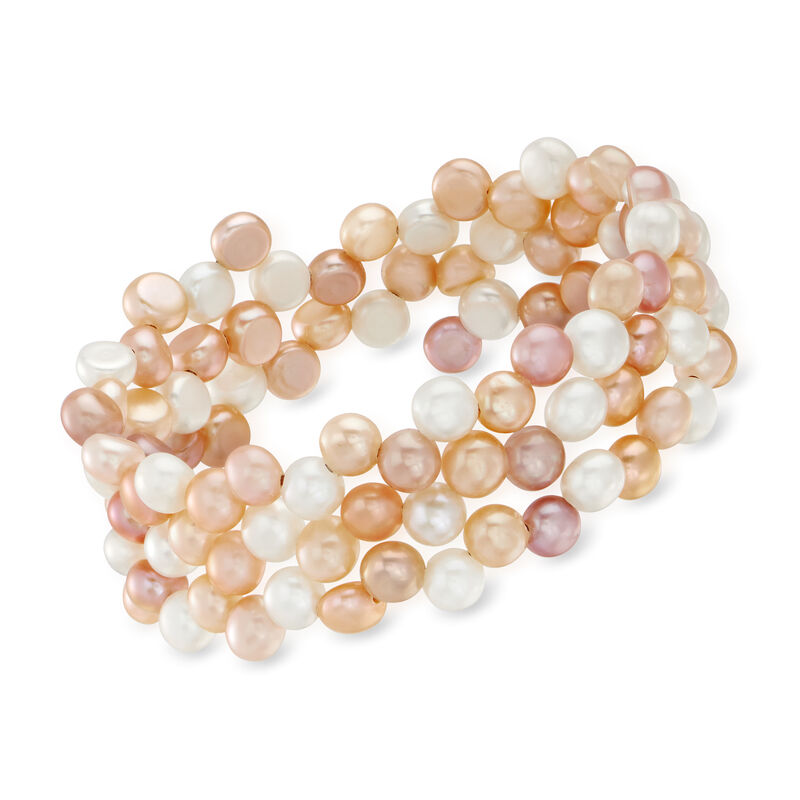 6-7mm Multicolored Cultured Pearl Triple-Row Wrap Bracelet image number 0