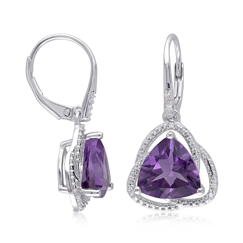 6.00 ct. t.w. Amethyst Drop Earrings with Diamonds in Sterling Silver image number 2