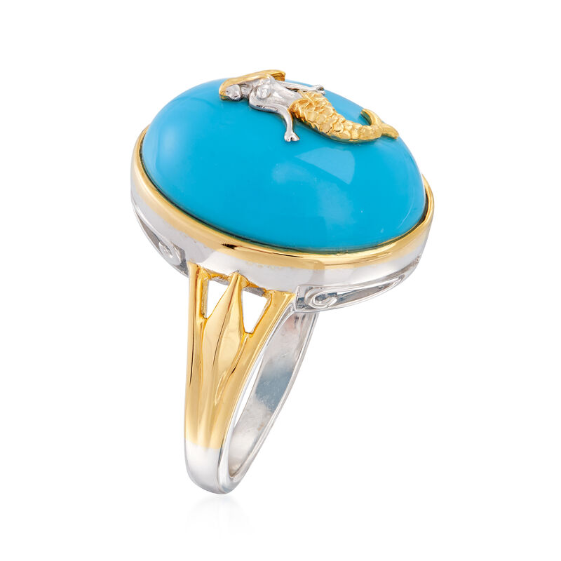 Turquoise Mermaid Ring in Sterling Silver and 18kt Gold Over Sterling image number 2