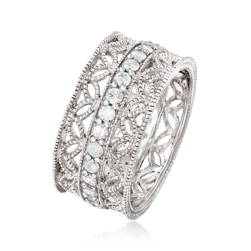 1.00 ct. t.w. Diamond Floral Eternity Band in Sterling Silver image number 2