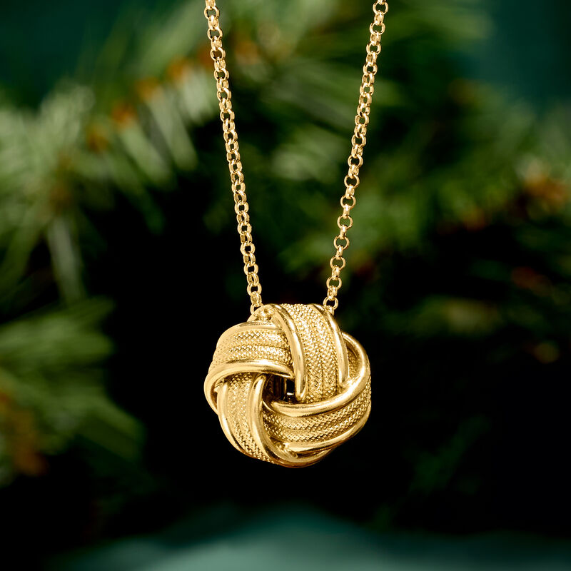 Italian 18kt Gold Over Sterling Love Knot Necklace. 18&quot; image number 2