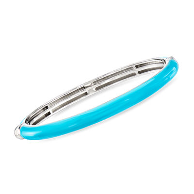Belle Etoile "Pure" Turquoise Enamel Bangle Bracelet in Sterling Silver