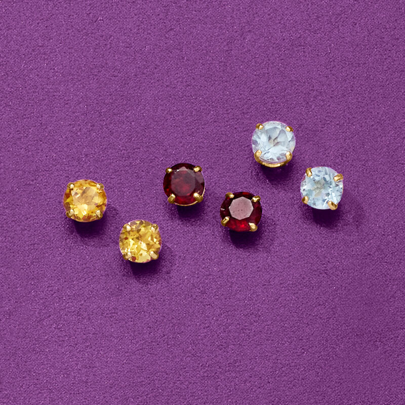 Child's .60 ct. t.w. Birthstone Stud Earrings in 14kt Yellow Gold image number 2