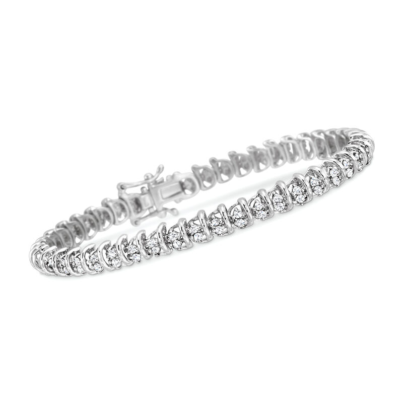 2.00 ct. t.w. Diamond Cluster Tennis Bracelet in Sterling Silver image number 0
