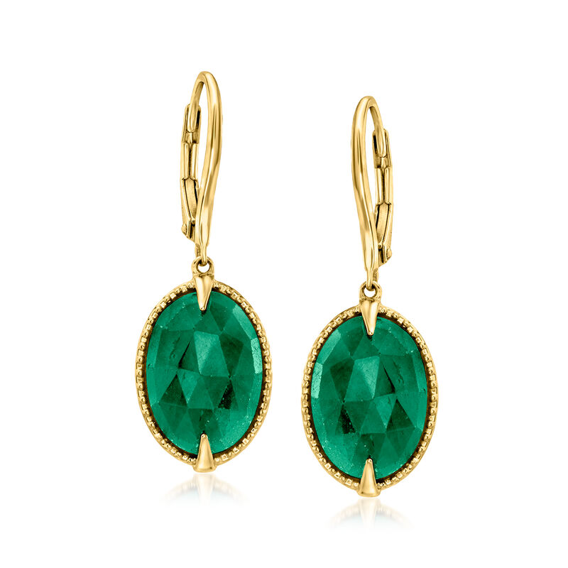10.00 ct. t.w. Emerald Drop Earrings in 18kt Gold Over Sterling  image number 0