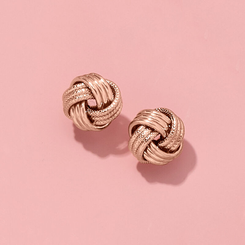 Italian 14kt Rose Gold Love Knot Earrings image number 3