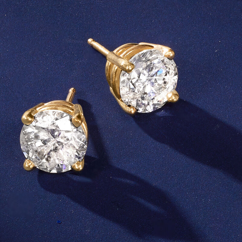 3.00 ct. t.w. Diamond Stud Earrings in 14kt Yellow Gold image number 2