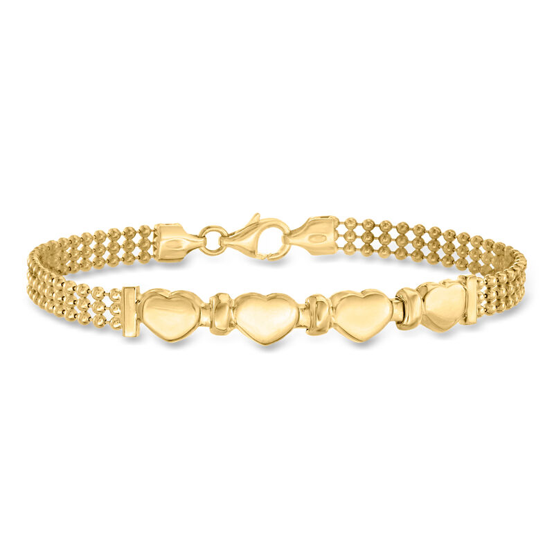 Italian 18kt Gold Over Sterling Heart Beaded Bracelet image number 0
