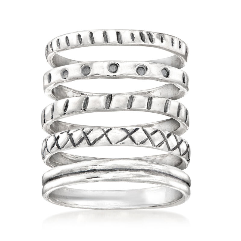 Sterling Silver Jewelry Set: Five Stackable Rings image number 0