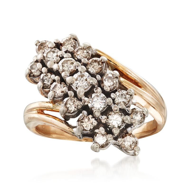 C. 1990 Vintage 1.35 ct. t.w. Diamond Waterfall Cluster Ring in 14kt Yellow Gold image number 0