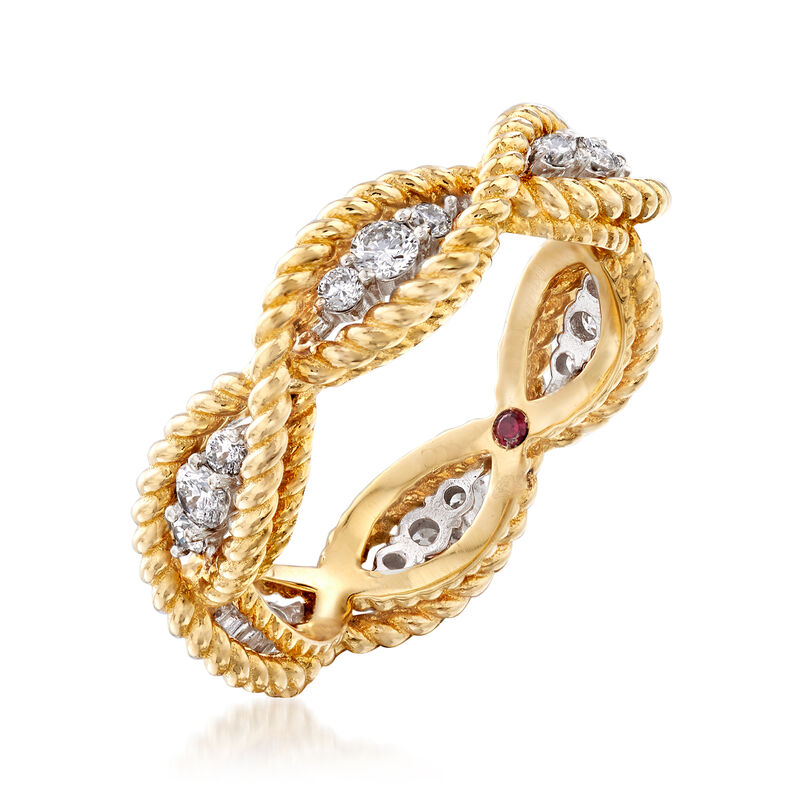 Roberto Coin &quot;Barocco&quot; .46 ct. t.w. Diamond Roped Ring in 18kt Two-Tone Gold image number 2
