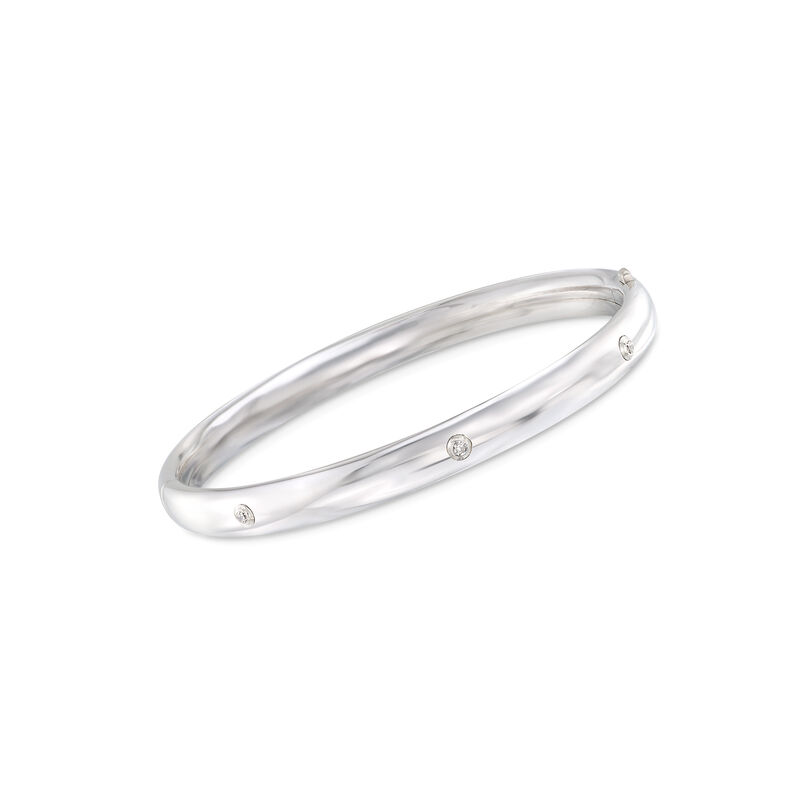 Child's Sterling Silver Bangle Bracelet with Diamond Accents image number 0