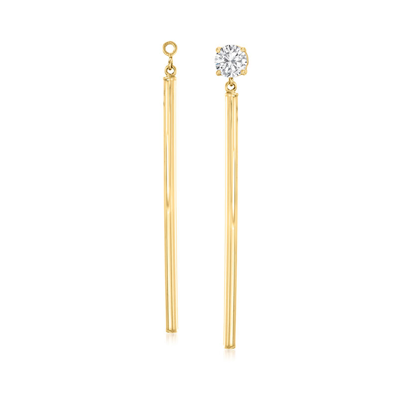 14kt Yellow Gold Linear Bar Drop Earring Jackets image number 0