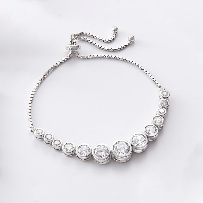 4.85 ct. t.w. Bezel-Set Graduated CZ Bolo Bracelet in Sterling Silver image number 4