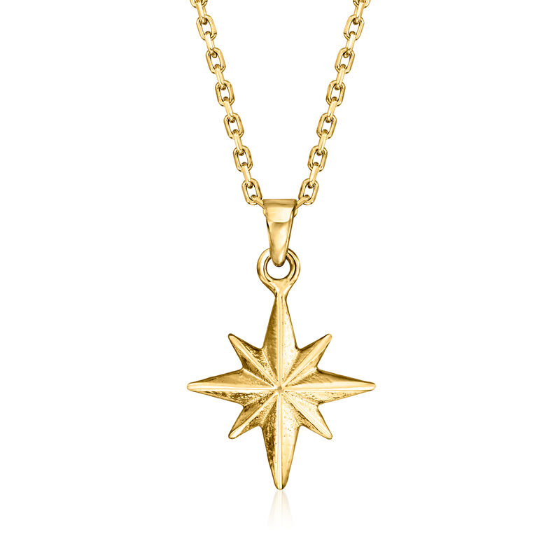 18kt Gold Vermeil North Star Pendant Necklace. 16&quot; image number 1