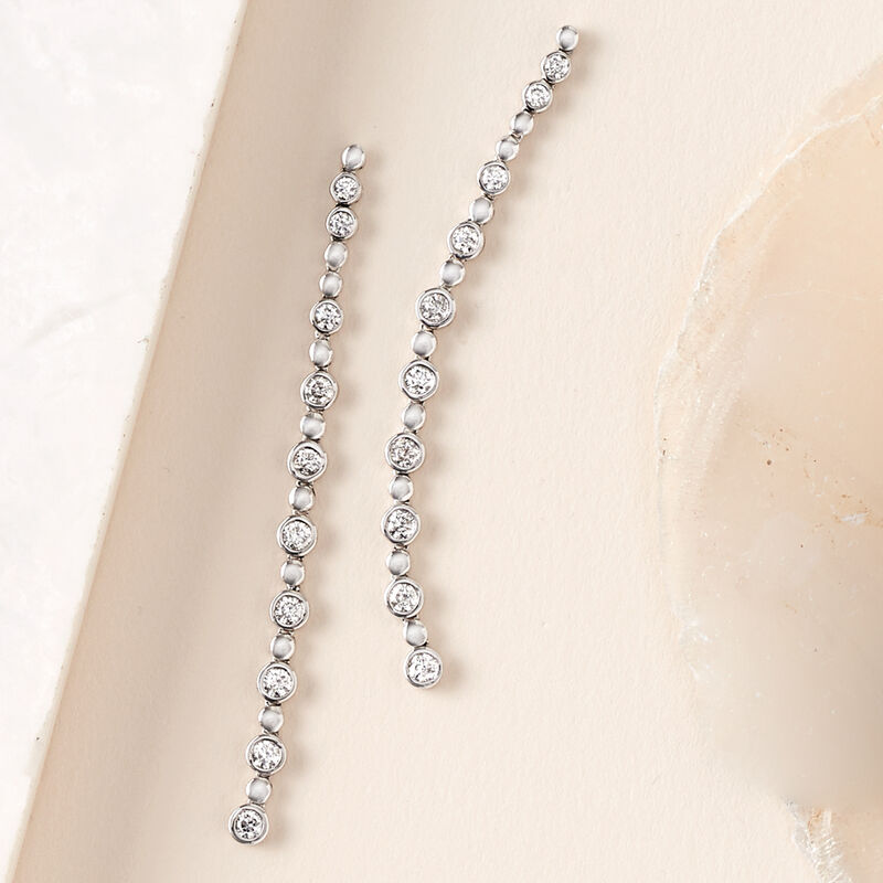 1.25 ct. t.w. Bezel-Set Diamond Linear Drop Earrings in 14kt White Gold image number 2