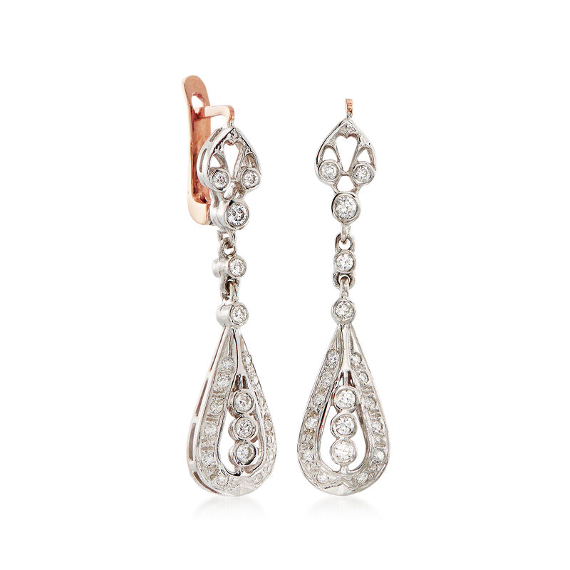 C. 2000 Vintage .70 ct. t.w. Diamond Drop Earrings in 14kt Two-Tone Gold image number 2