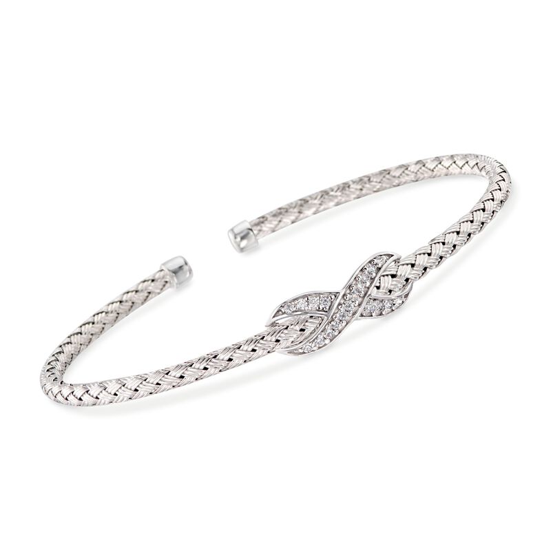 Charles Garnier &quot;Infinity&quot; .15 ct. t.w. CZ Infinity Cuff Bracelet in Sterling Silver image number 0