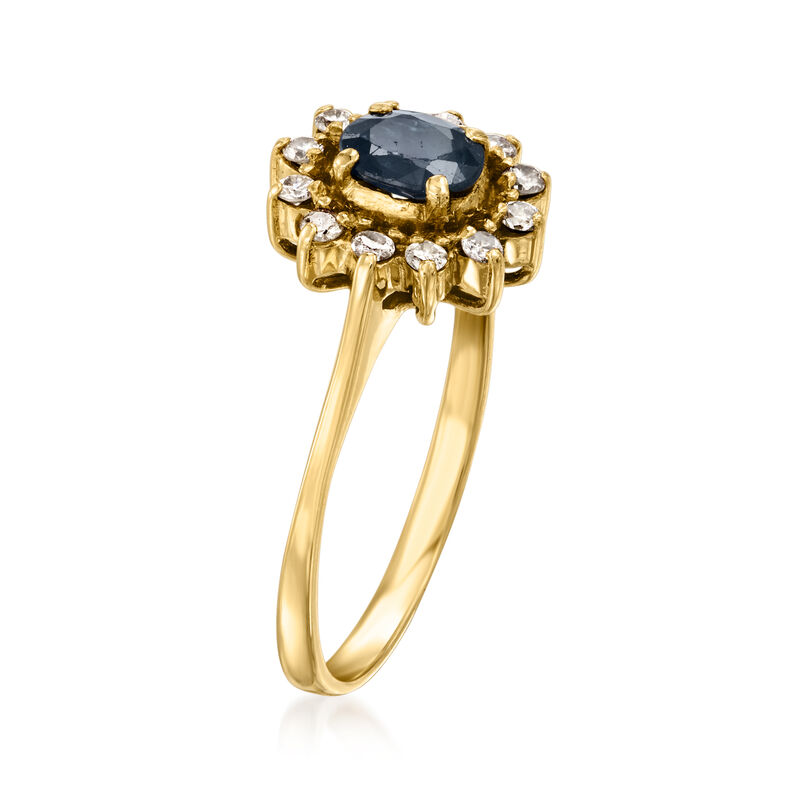 C. 1990 Vintage .45 Carat Sapphire Ring with Diamonds in 14kt Yellow Gold. Size 5.75 image number 2