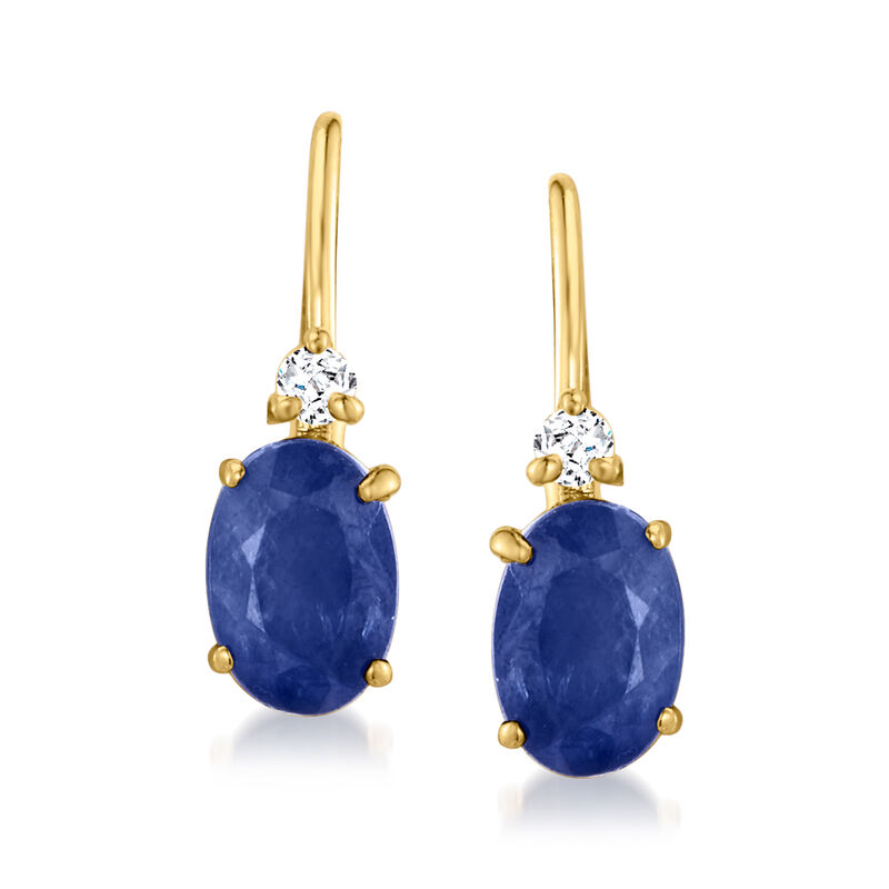 1.30 ct. t.w. Sapphire Drop Earrings with Diamonds in 14kt Yellow Gold  image number 0