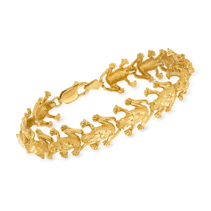 C. 1990 Vintage 14kt Yellow Gold Frog-Link Bracelet image number 0