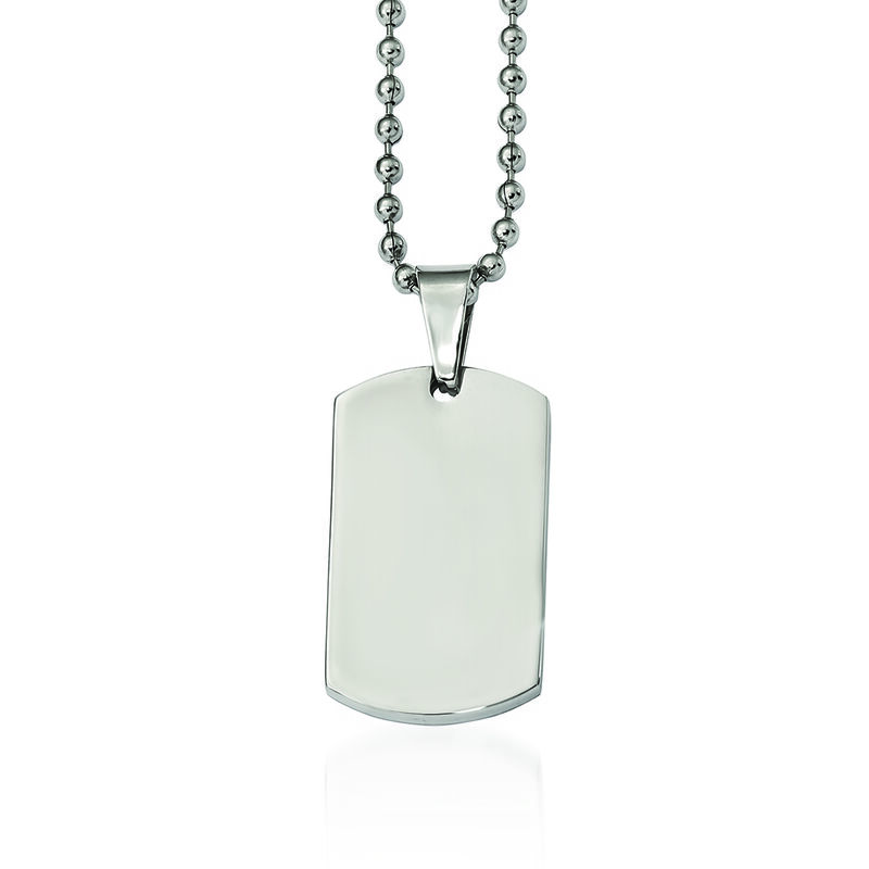 Men's Stainless Steel Polished Dog Tag Pendant Necklace. 24&quot; image number 0