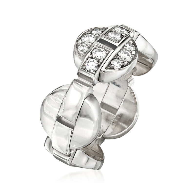 C. 1990 Vintage Cartier .30 ct. t.w. Diamond Link Ring in 18kt White Gold. Size 5.75 image number 2