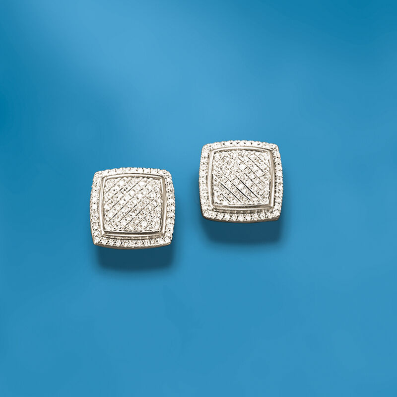 .23 ct. t.w. Diamond Square Earrings in Sterling Silver image number 2