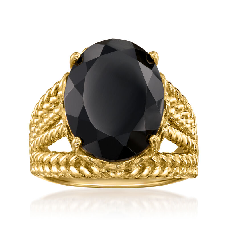 Onyx Roped Ring in 18kt Gold Over Sterling image number 0
