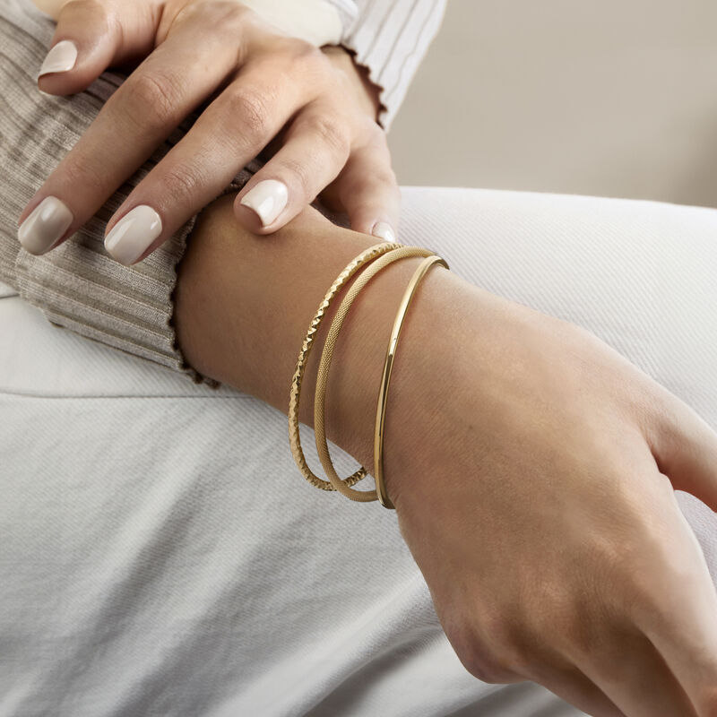 Italian 14kt Yellow Gold Multi-Finish Jewelry Set: Three Bangle Bracelets image number 1