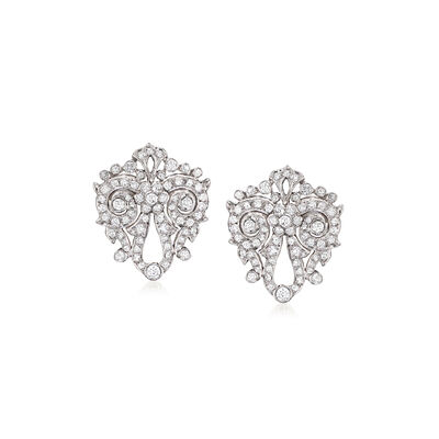 C. 1990 Vintage 1.30 ct. t.w. Diamond Cluster Earrings in 18kt White Gold